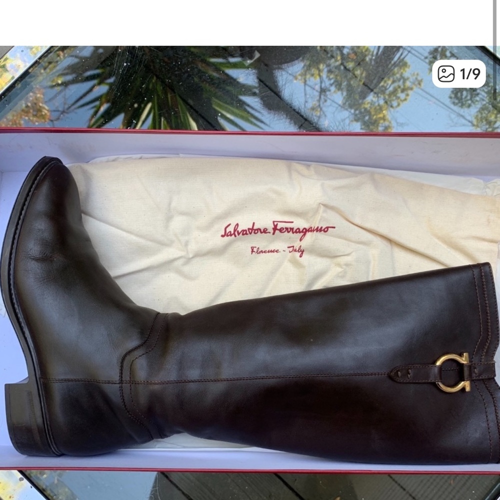 Salvatore Ferragamo Black Leather Tall Boots